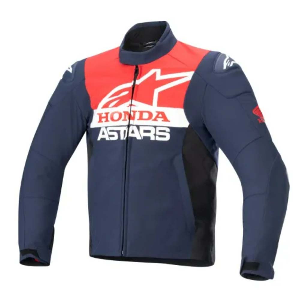 画像1: 【営業日12時までのご注文で即日発送★当店在庫有★送料無料】 【alpinestars×HONDA】 HONDA SMX WATERPROOF SOFTSHELL JACKET ホンダエスエムエックスエスウォータープルーフソフトシェルジャケット ナイトネイビー-ブラック-ブライトレッド 2XLサイズ (7163 NIGHT NAVY BLACK BRIGHT RED)